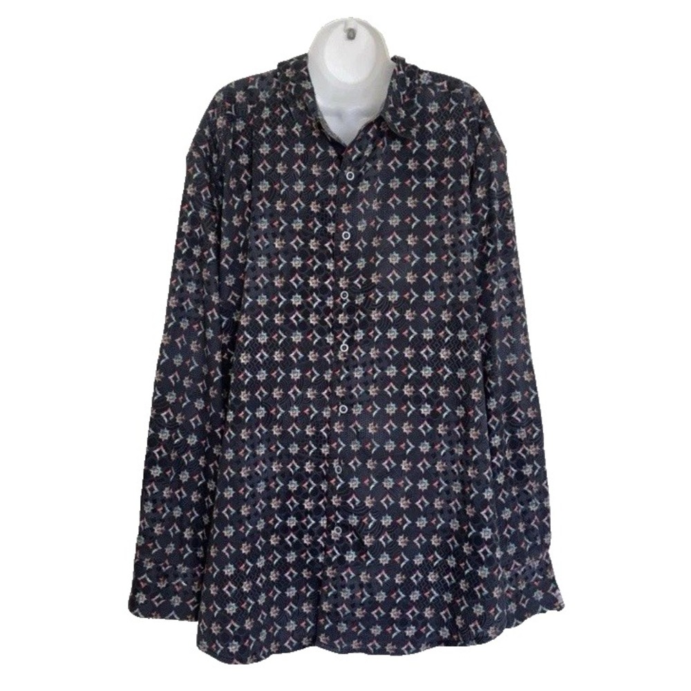 Robert Graham Button Up long Sleeve Shirt Men's 2XL Navy Multi Geometric